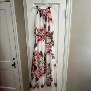 Robbie Bee Floral High Low Dress - Pink and White